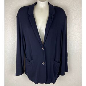 Bluesalt Navy Blue Modal Sweater Cardigan 2 Button Pockets Elbow Patches L